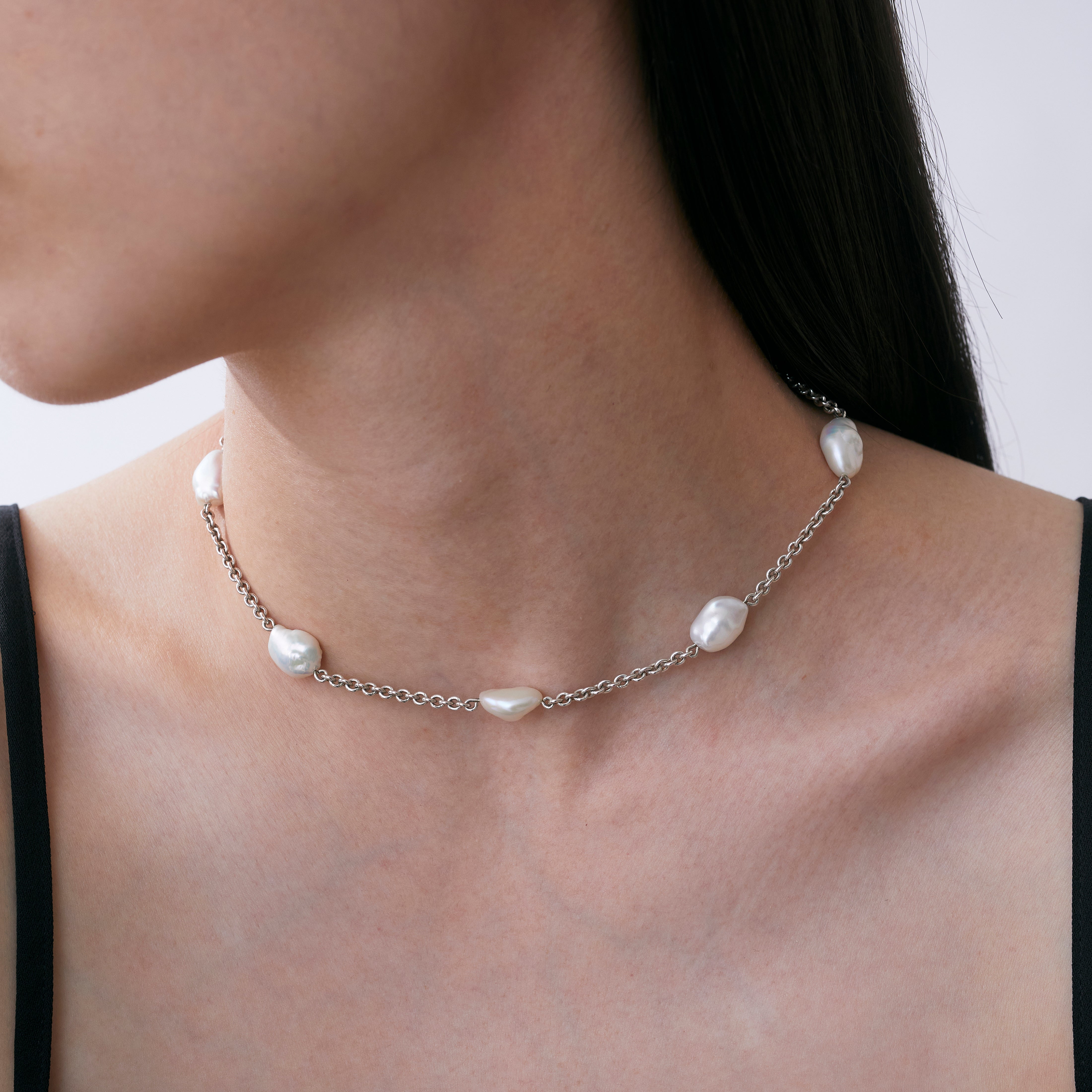 Pearl Necklace -Silver-