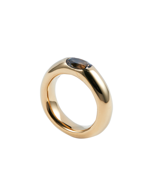 One Stone Ring Smoky quartz -Gold-