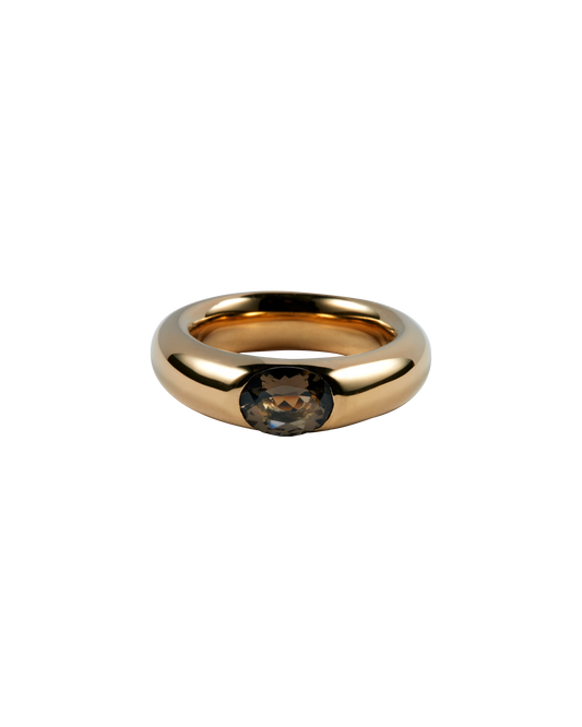 One Stone Ring Smoky quartz -Gold-