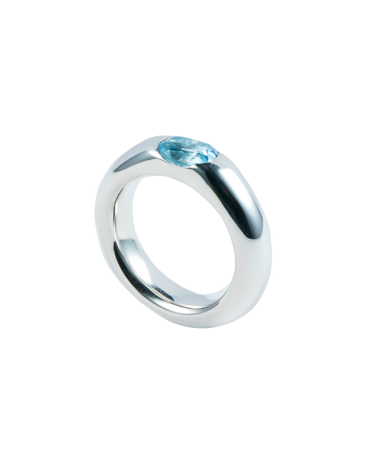 One Stone Ring Blue Topaz