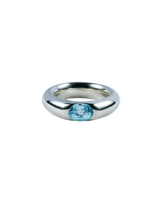 One Stone Blue Topaz Ring