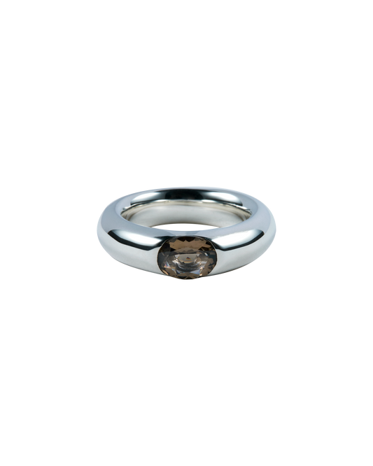 One Stone Smoky quartz Ring -Silver-