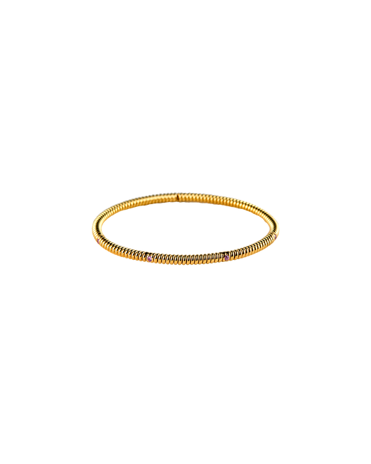 Spring 4 Stone Bangle Pink Sapphire -Gold-