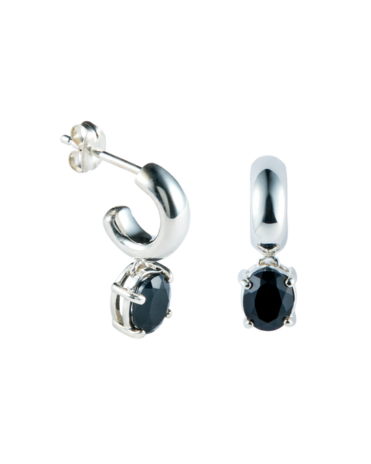 Sunny C Stone Pierces Onyx  -Silver-