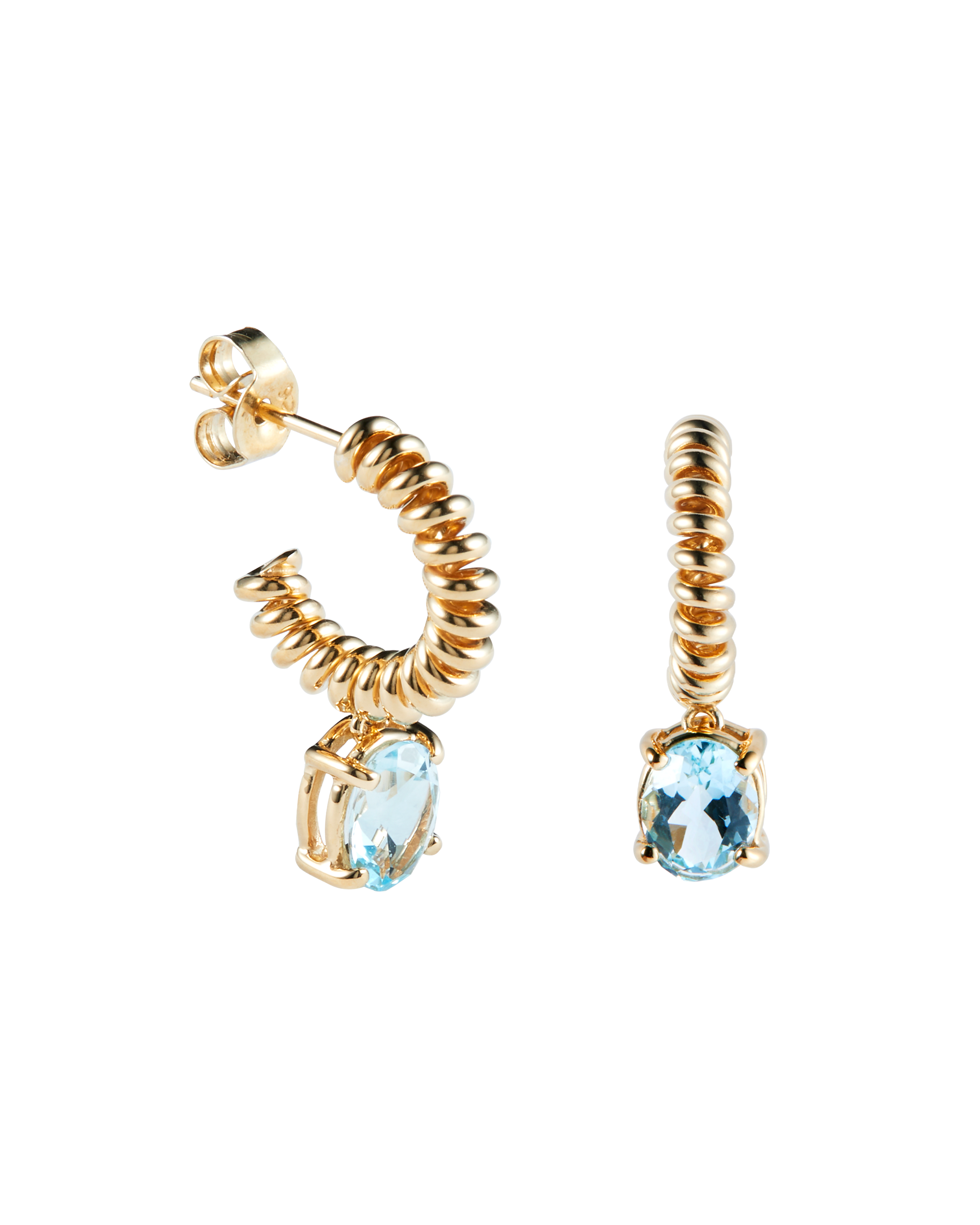 Blue Topaz Spring Stone Pierces -Gold-