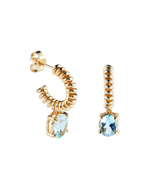 Blue Topaz Spring Stone Pierces -Gold-