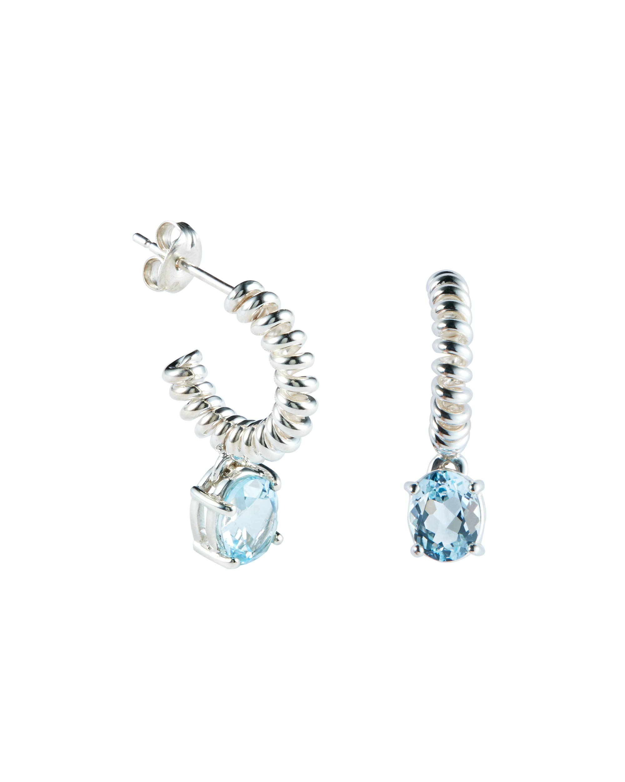 Blue Topaz Spring Stone Pierces -Silver-