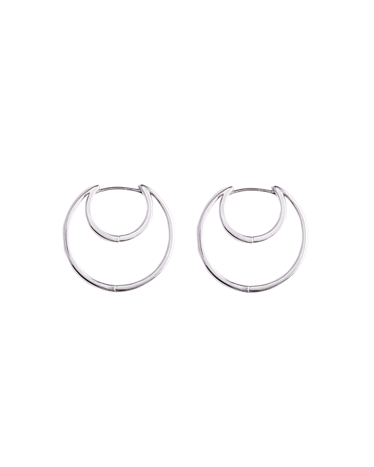 Hug Moon Hoop Pierce M -Silver-
