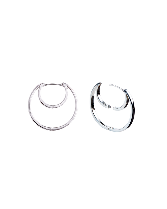 Hug Moon Hoop Pierce M -Silver-