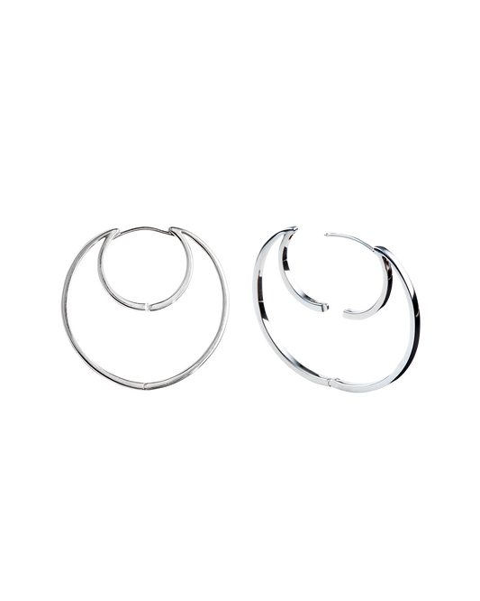 Hug Moon Hoop Pierce L -Silver-