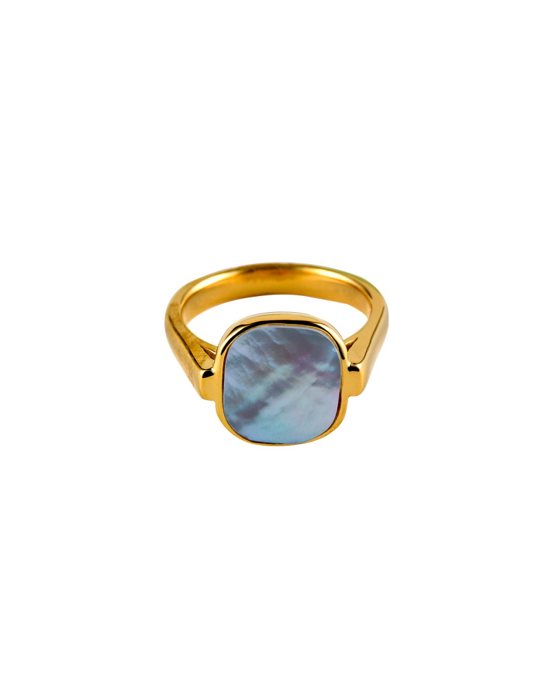 Black Shell Window Ring -Gold-