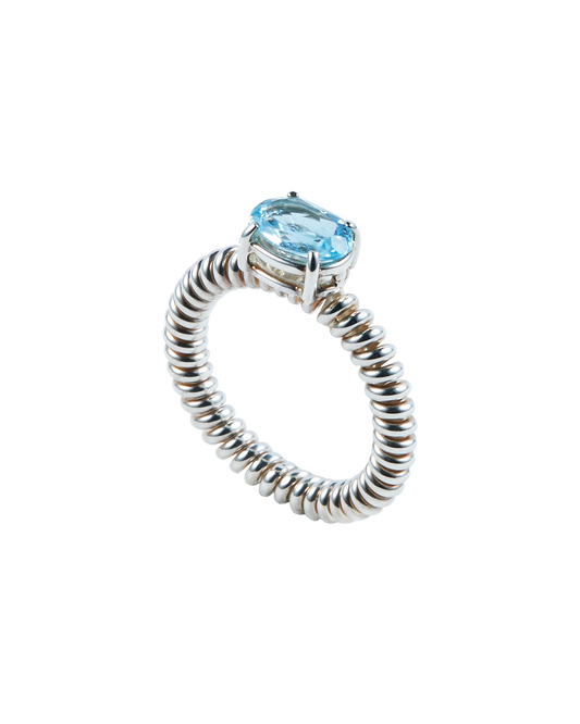 Blue Topaz Spring Stone Ring -Silver-