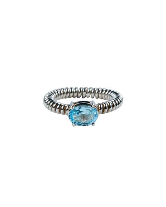 Blue Topaz Spring Stone Ring -Silver-