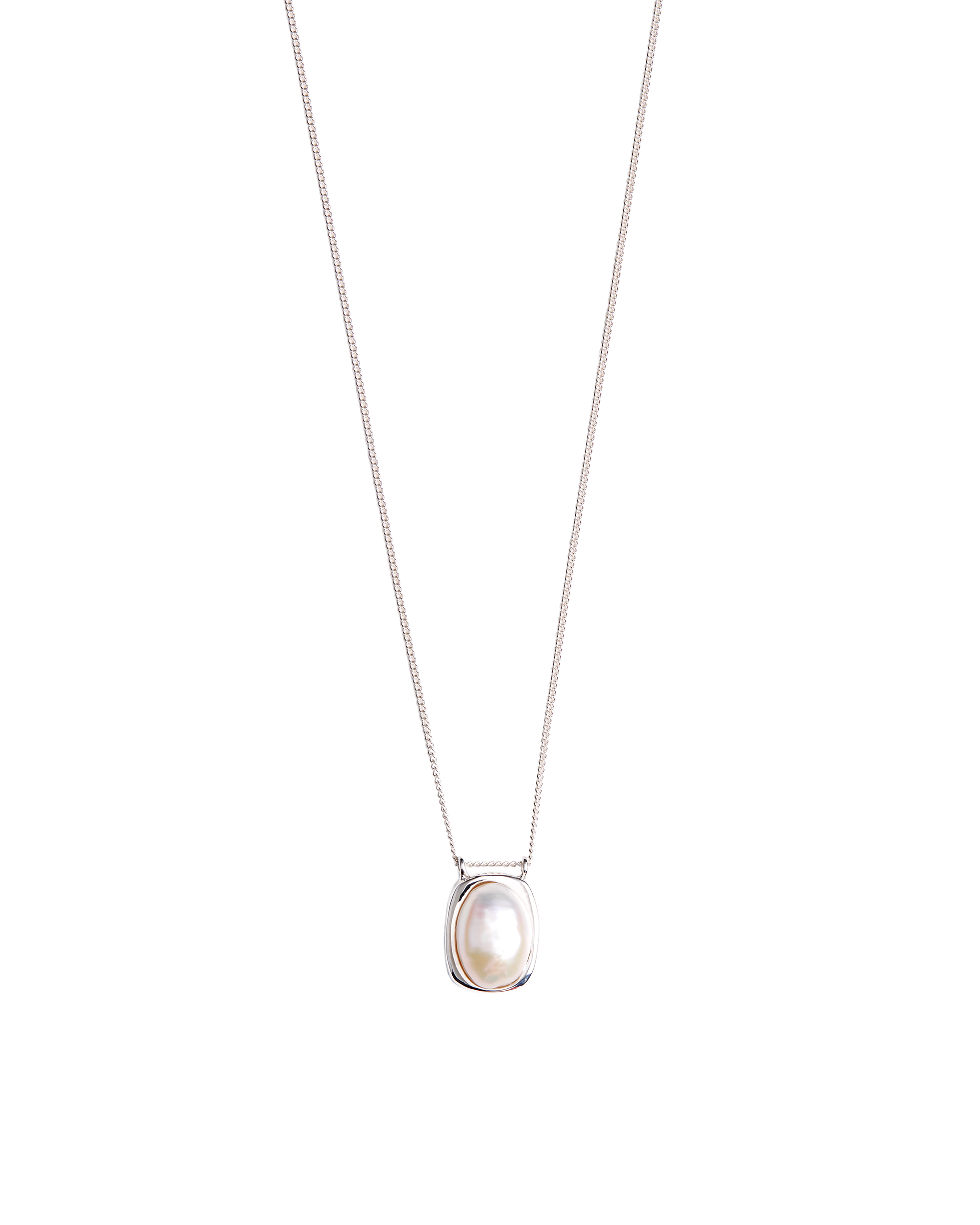 Pearl Top Necklace -Silver-