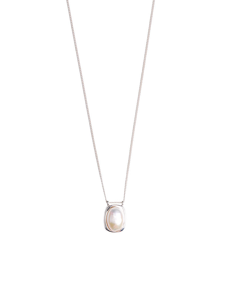 Pearl Top Necklace -Silver-