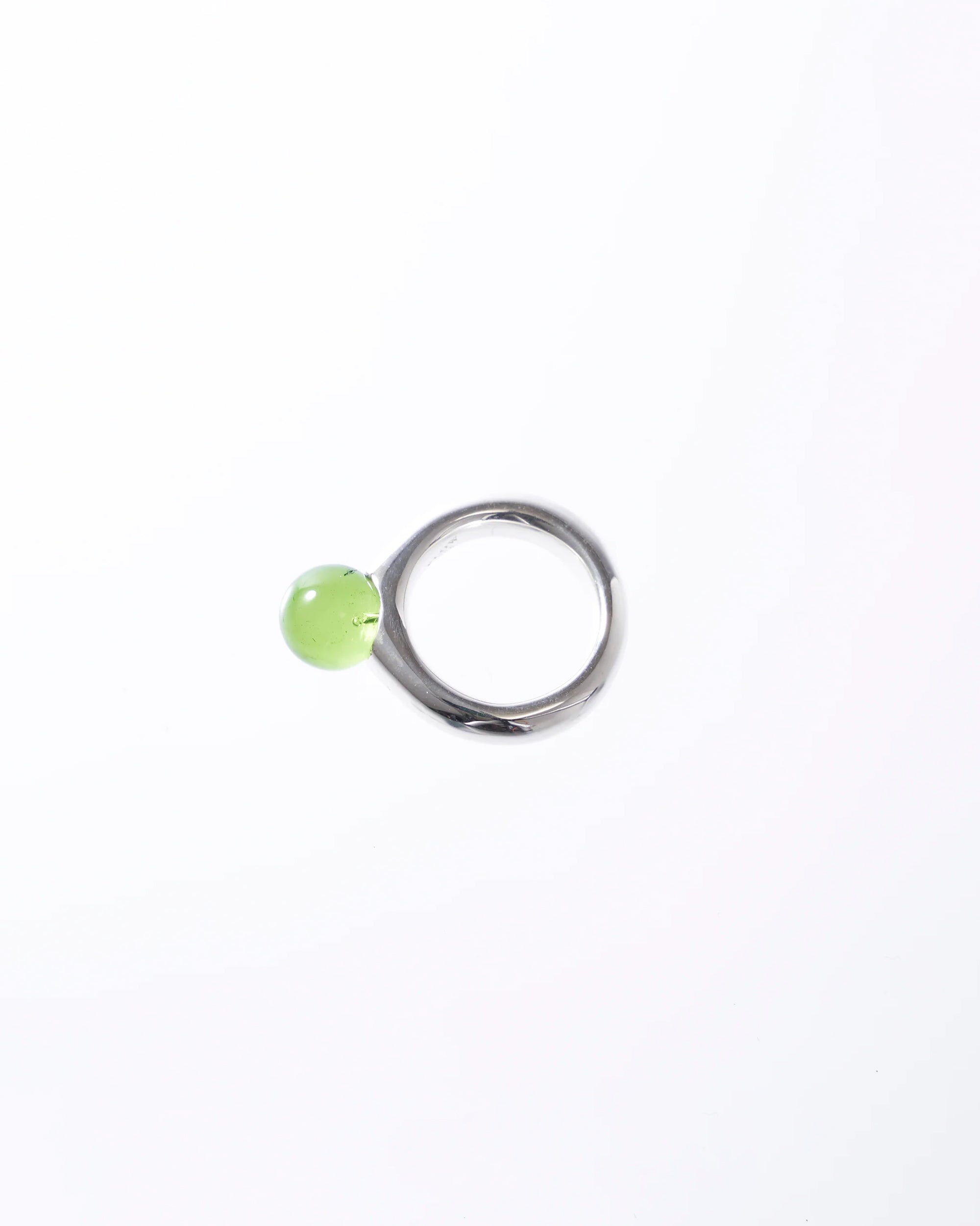 Sphere Amber Ring Silver -Green-