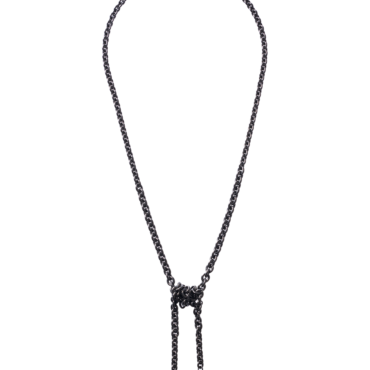 Cord pearl necklace -Black-