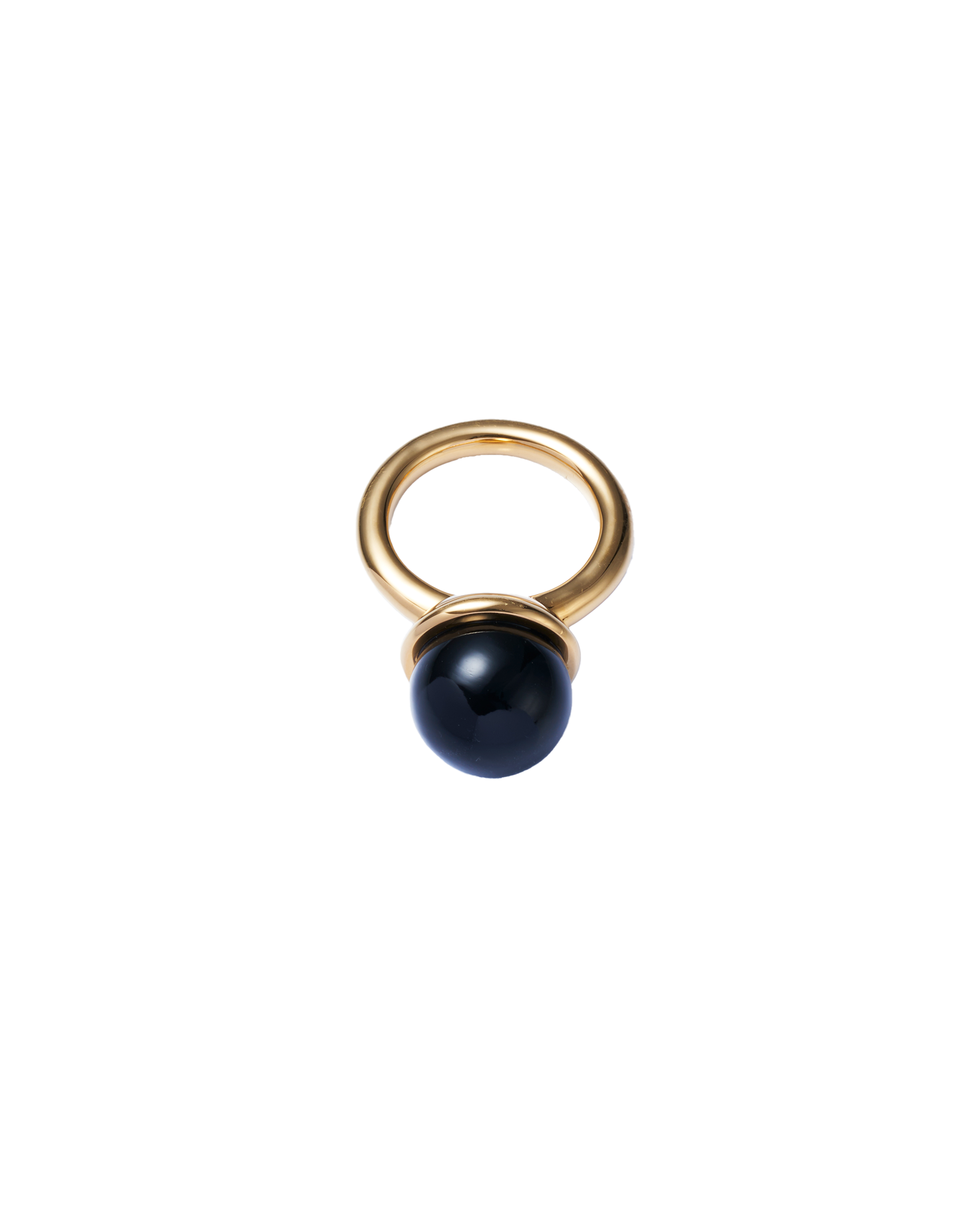 Onyx Cap Ring Large -Gold-