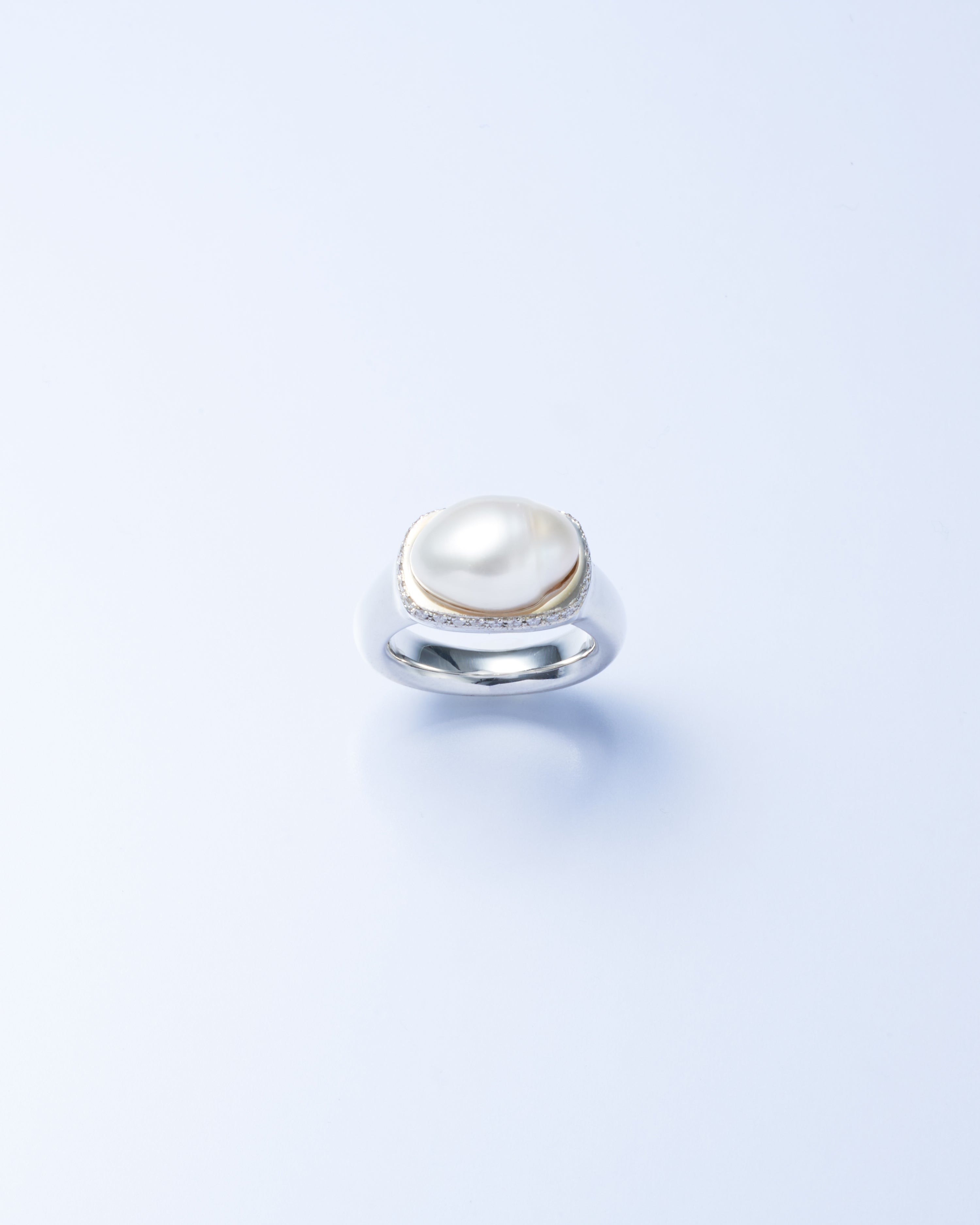 Pearl Diamond Ring -Silver-