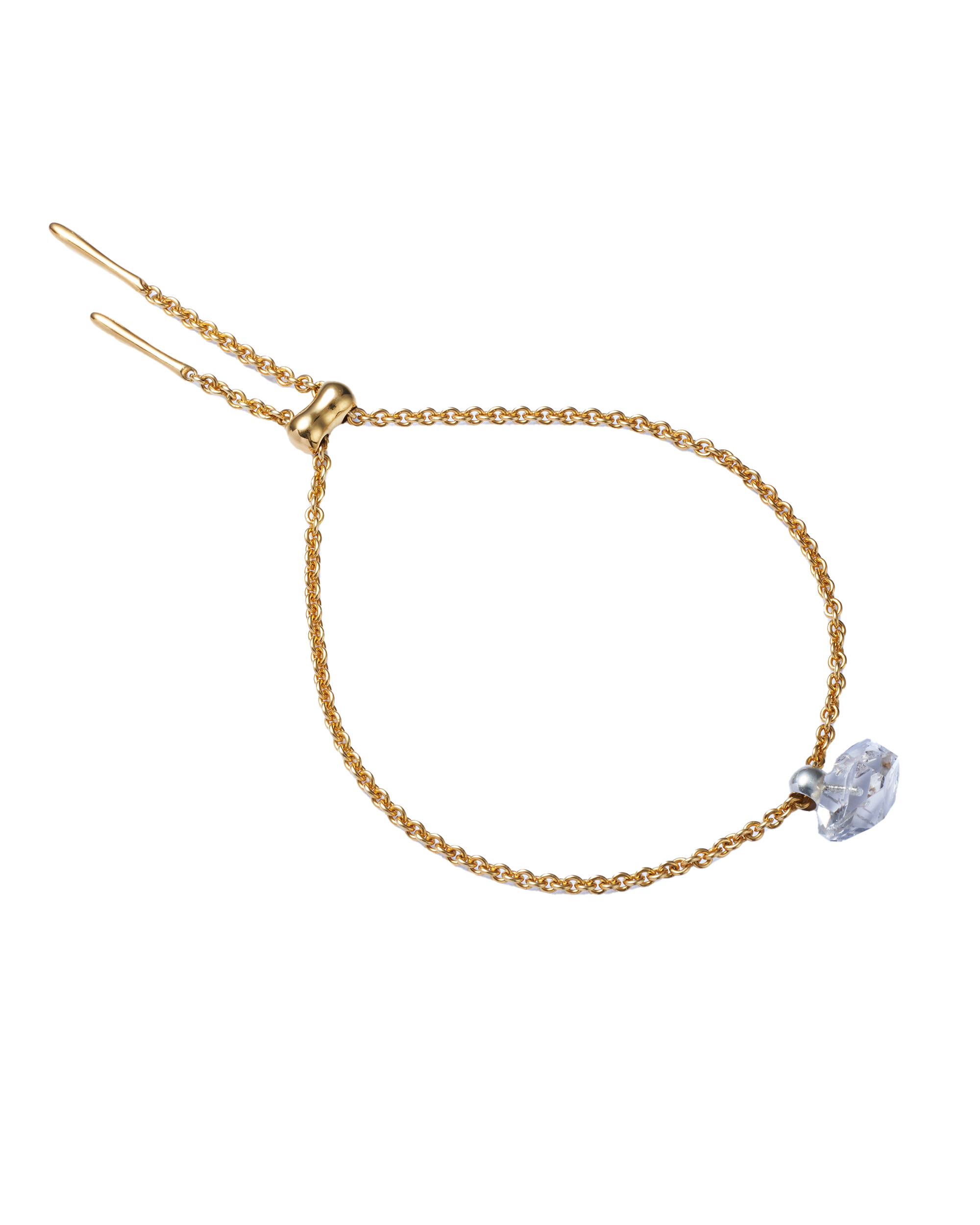 Charm Herkimer Quartz Cord Bracelet -Gold-