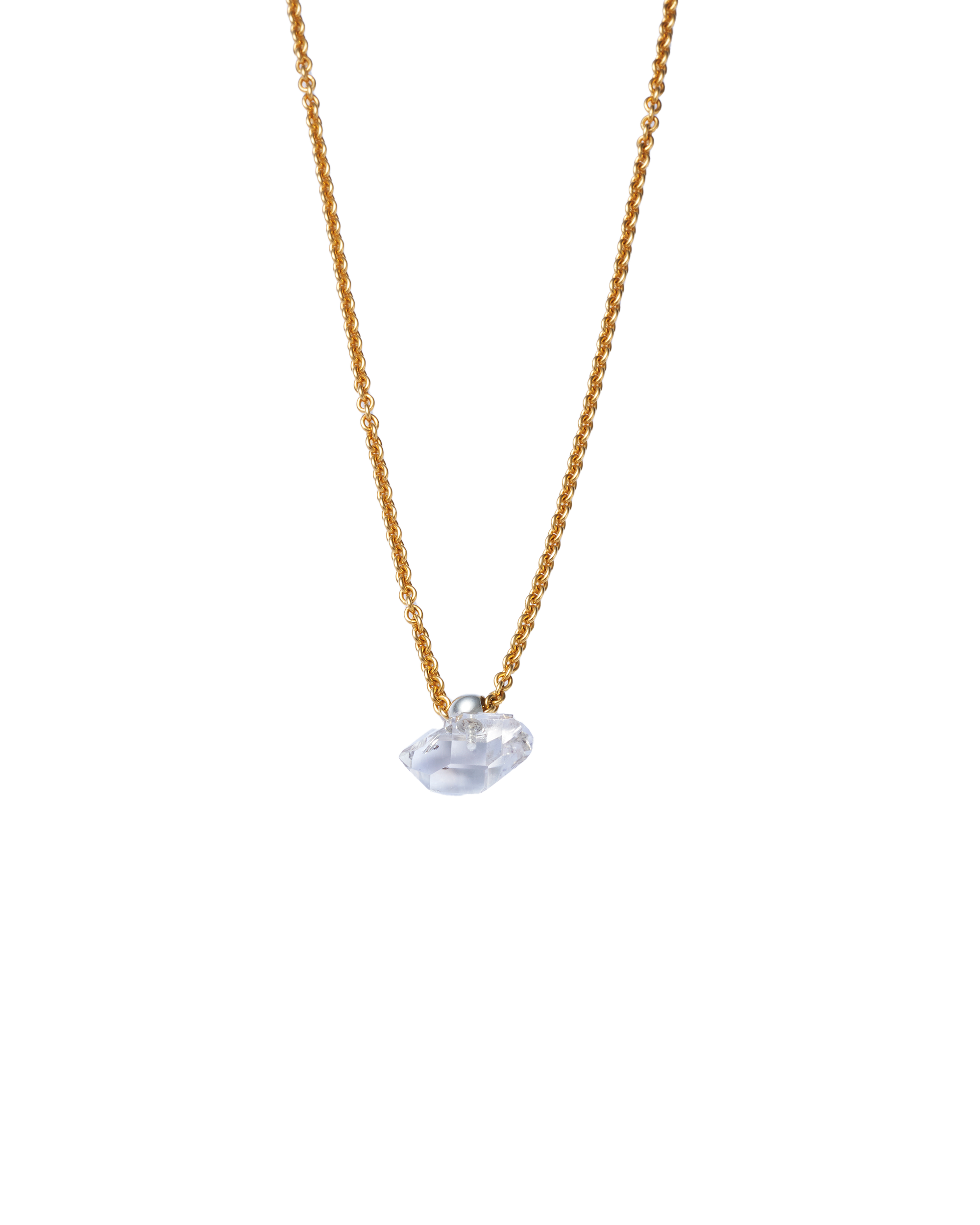 Charm Herkimer Quartz Cord Necklace 70cm -Gold-