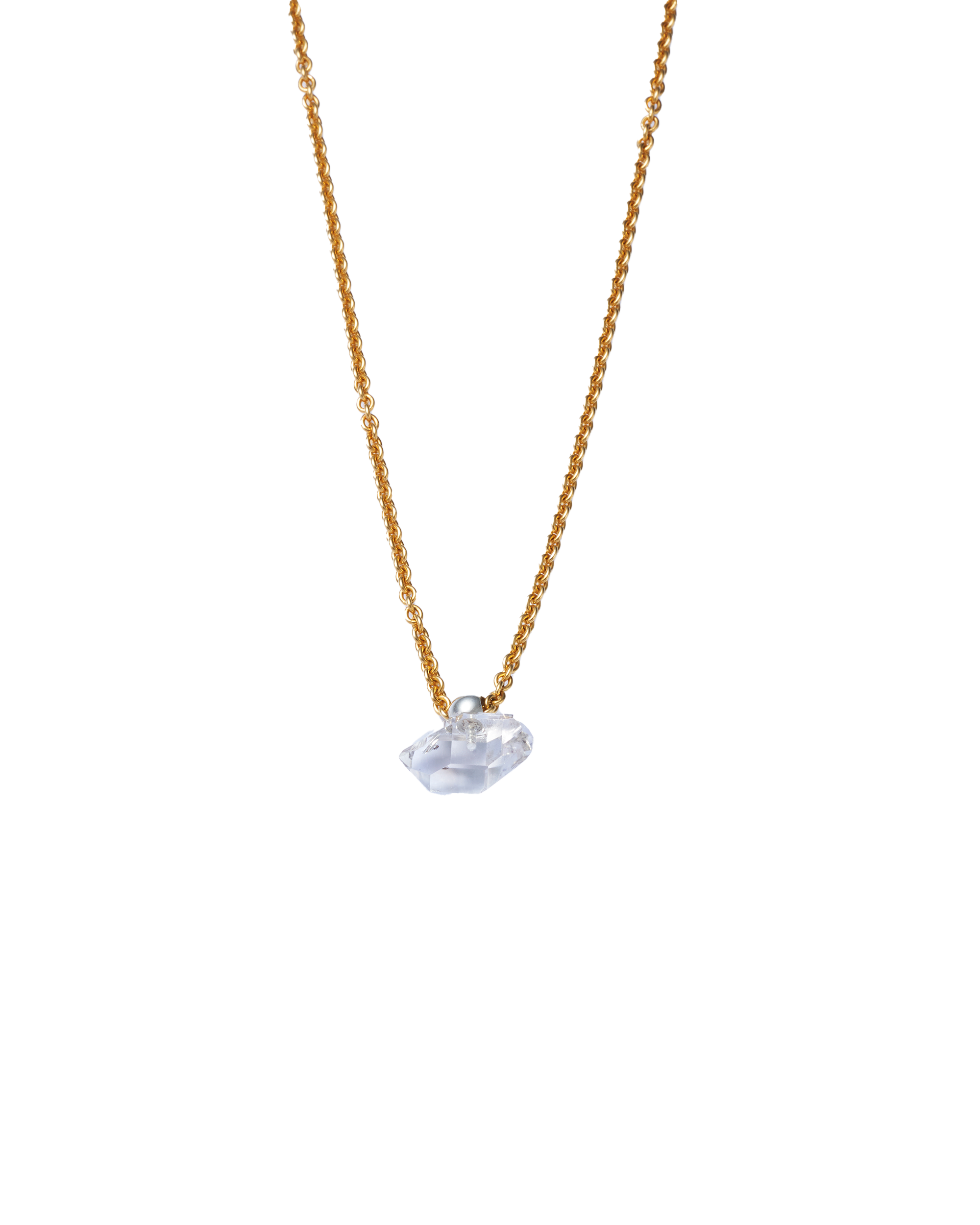 Charm Herkimer Quartz Cord Necklace 90cm -Gold-