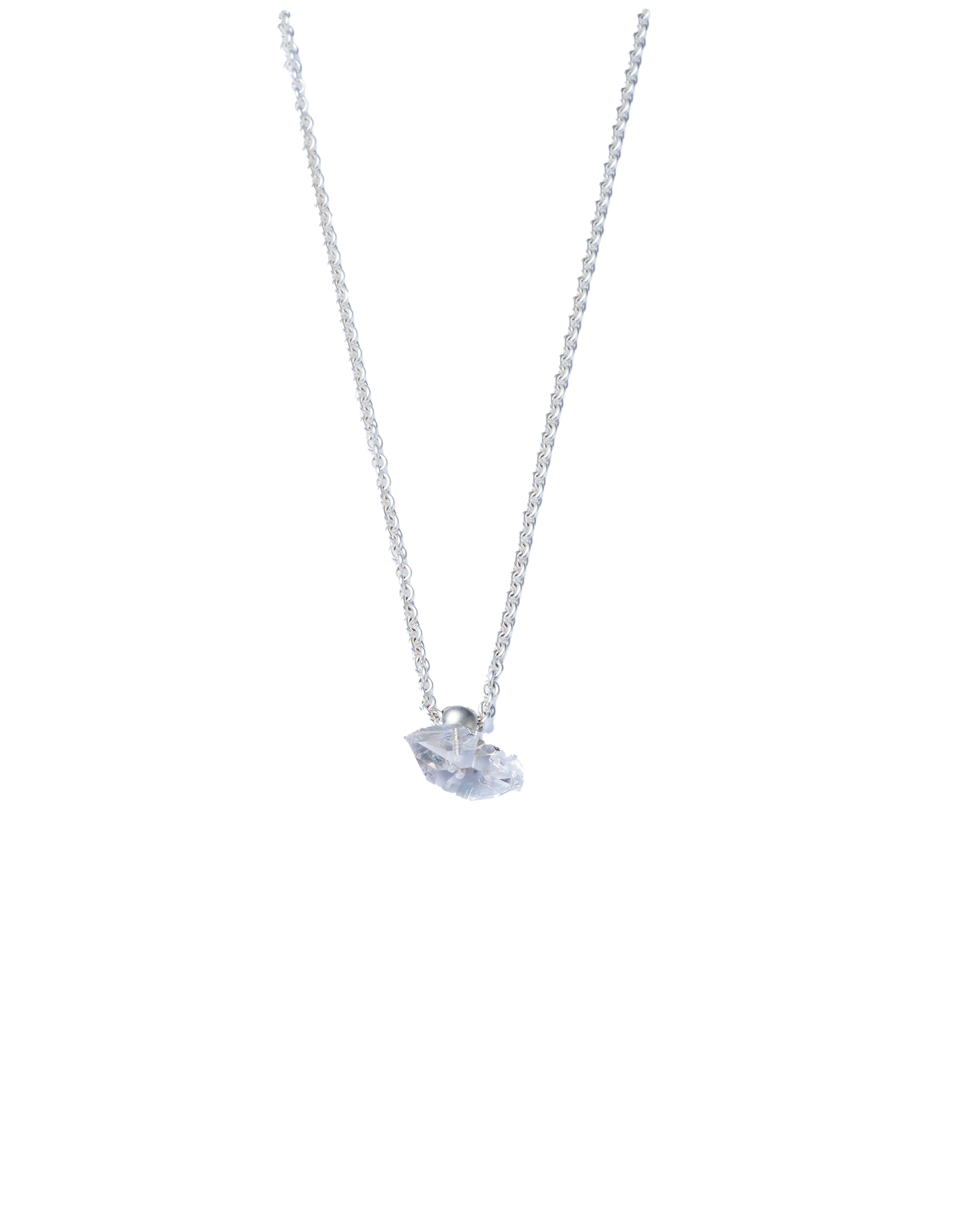 Charm Herkimer Quartz Cord Necklace 90cm -Silver-