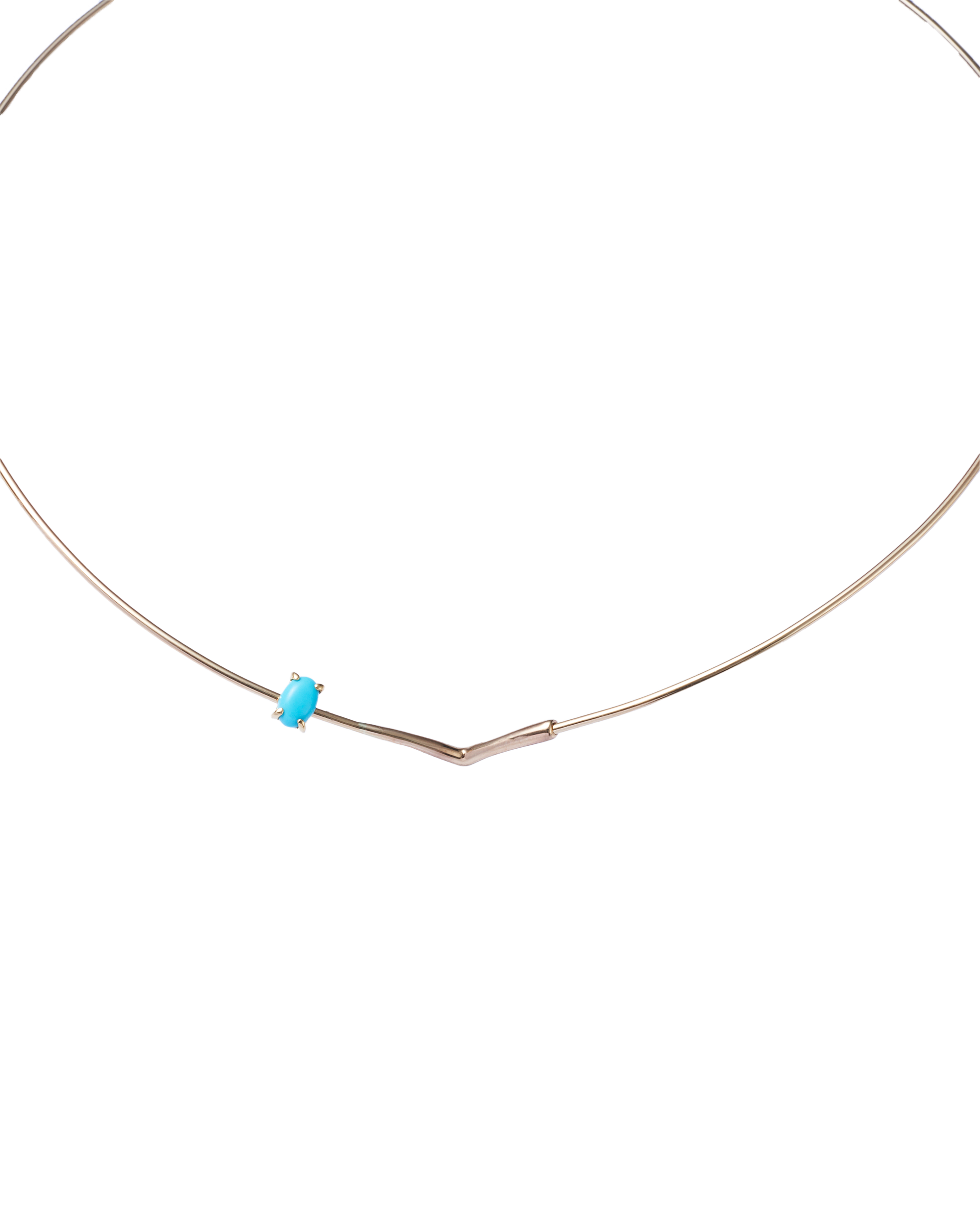 Charm Turquoise OV Flower Stalk Choker -K18-