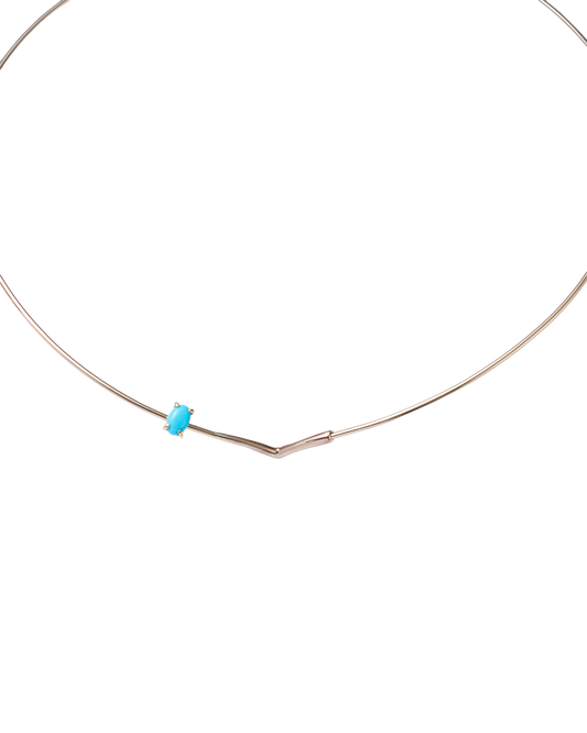 Charm Turquoise OV Flower Stalk Choker -K10-