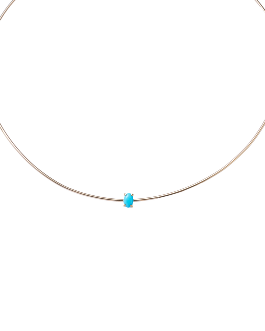 Charm Turquoise OV Flower Stalk Choker -K10-