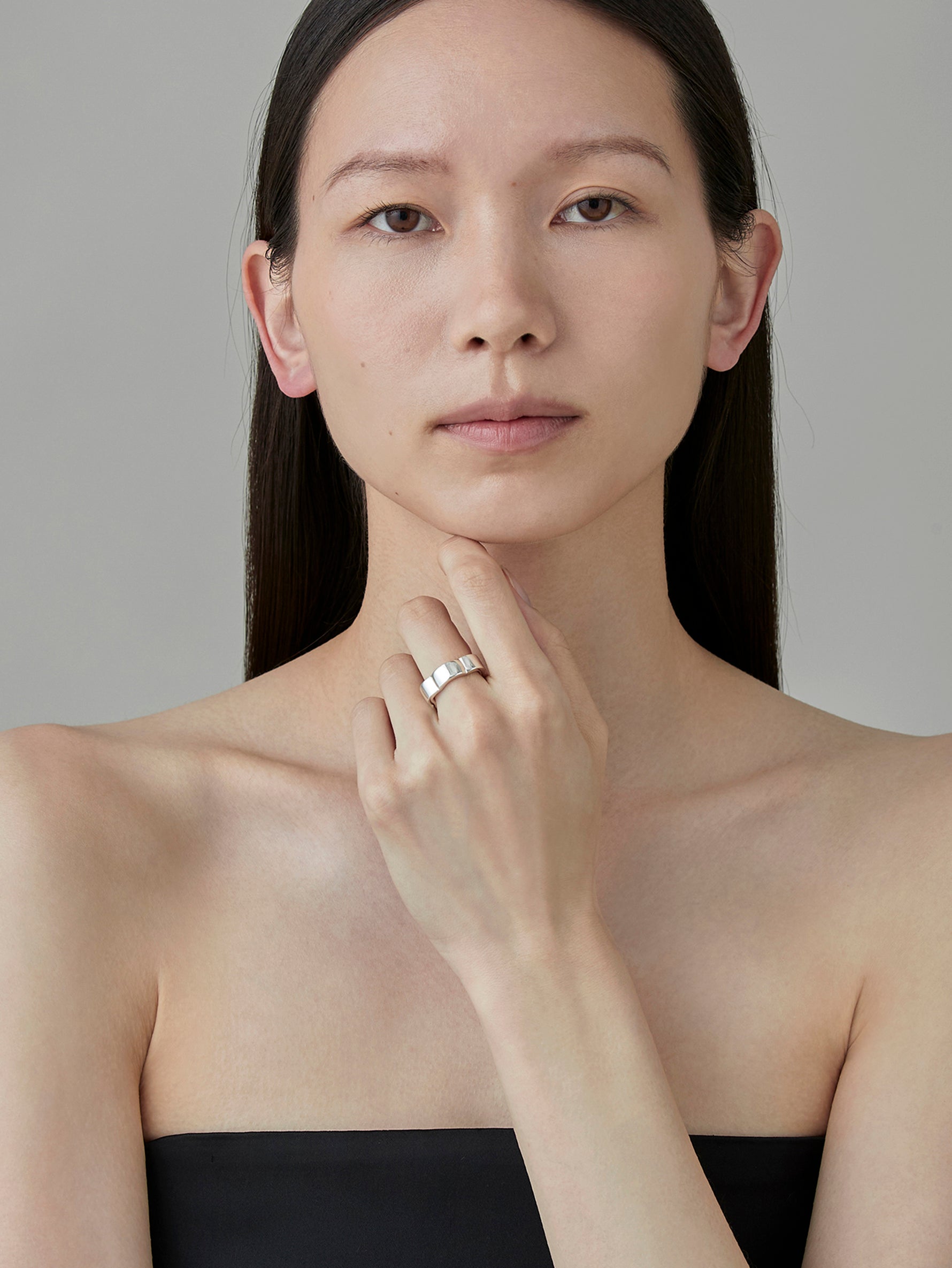 Flower Line Ring -Silver-