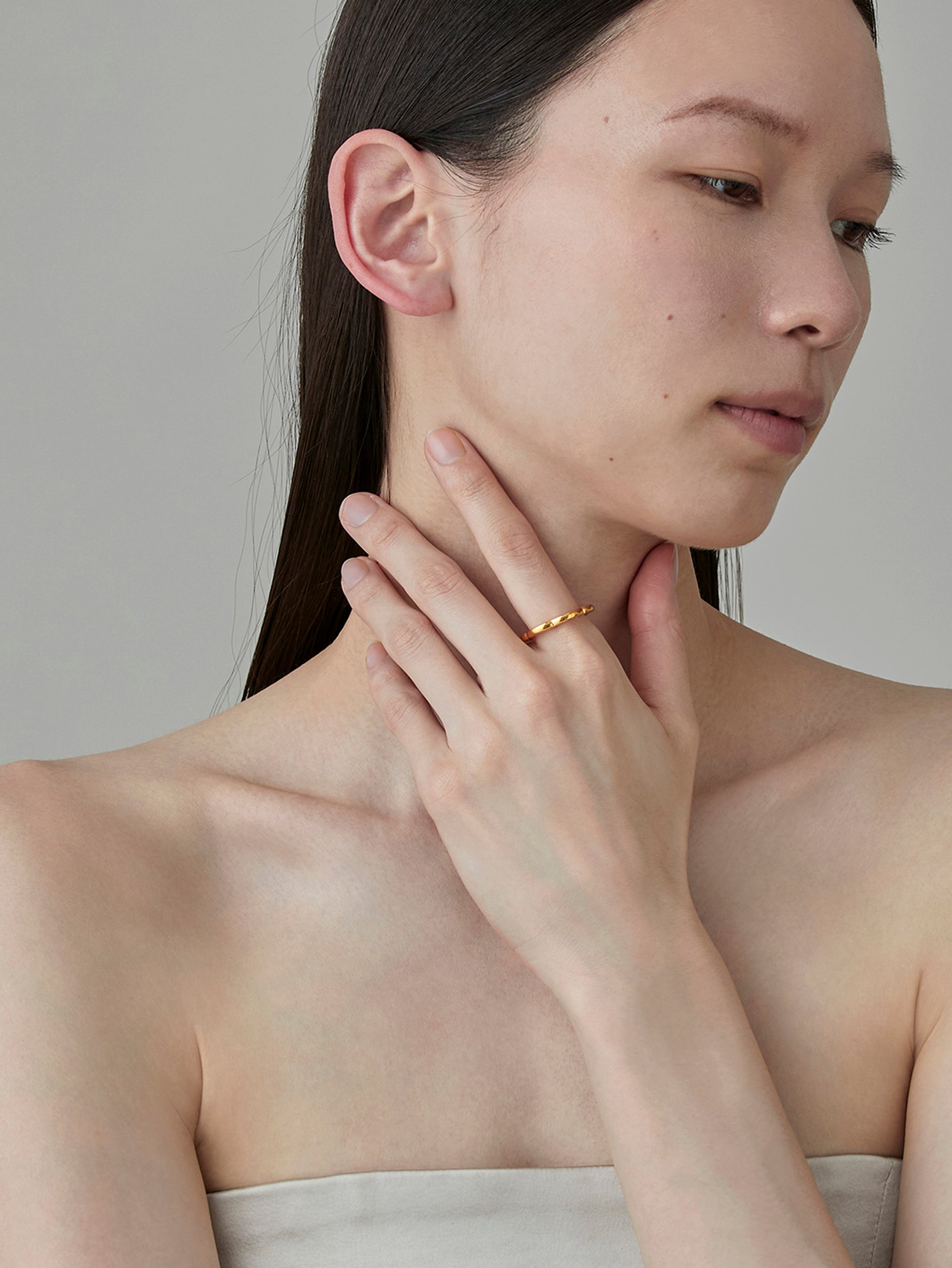 Flower Line Ring S -Gold-