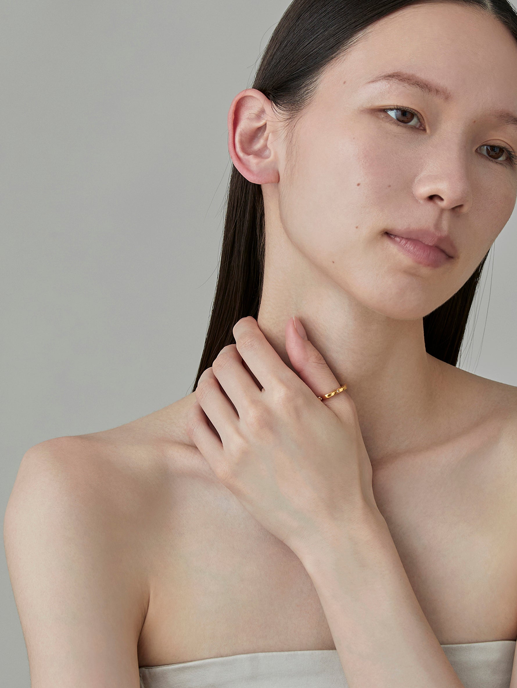 Flower Line Ring Diamond -Gold-