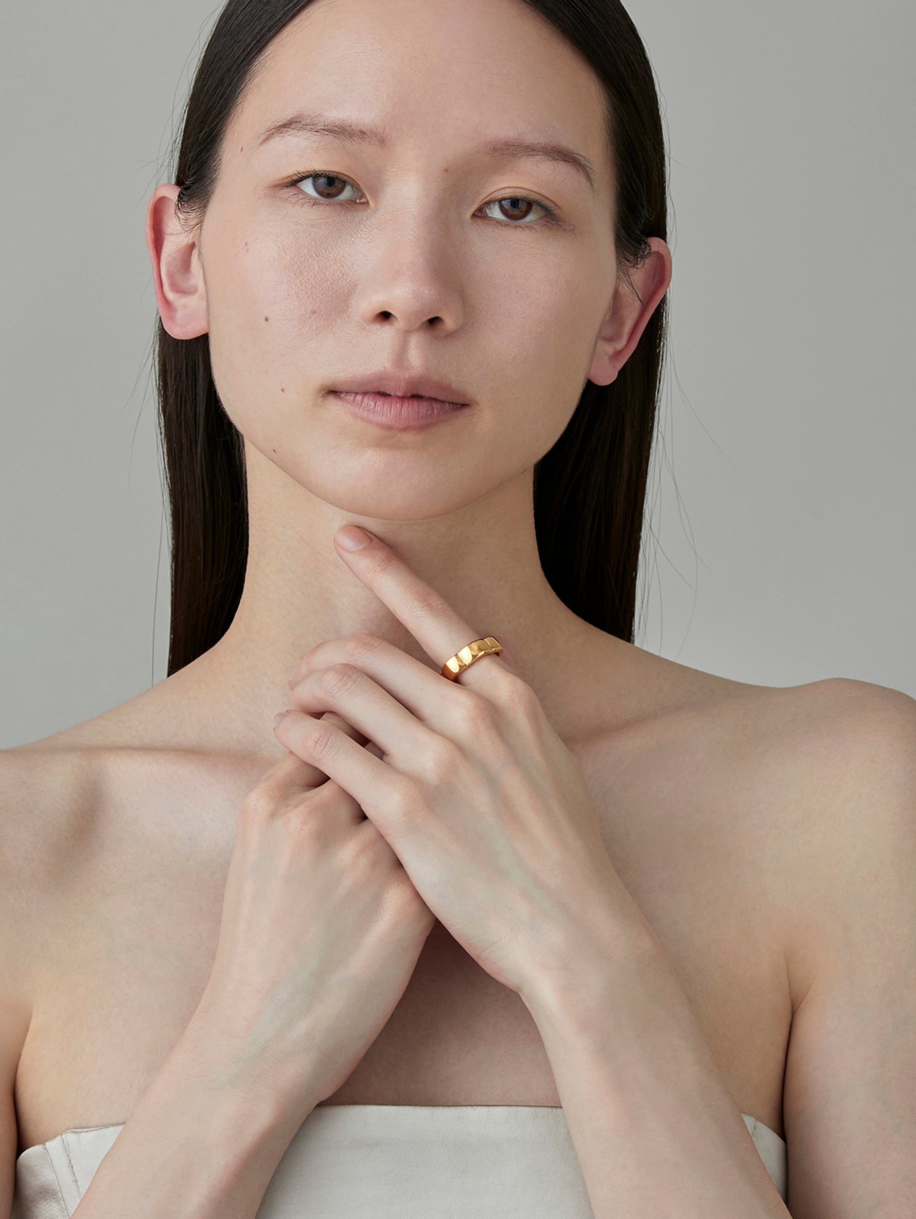 Flower Line Ring -Gold-