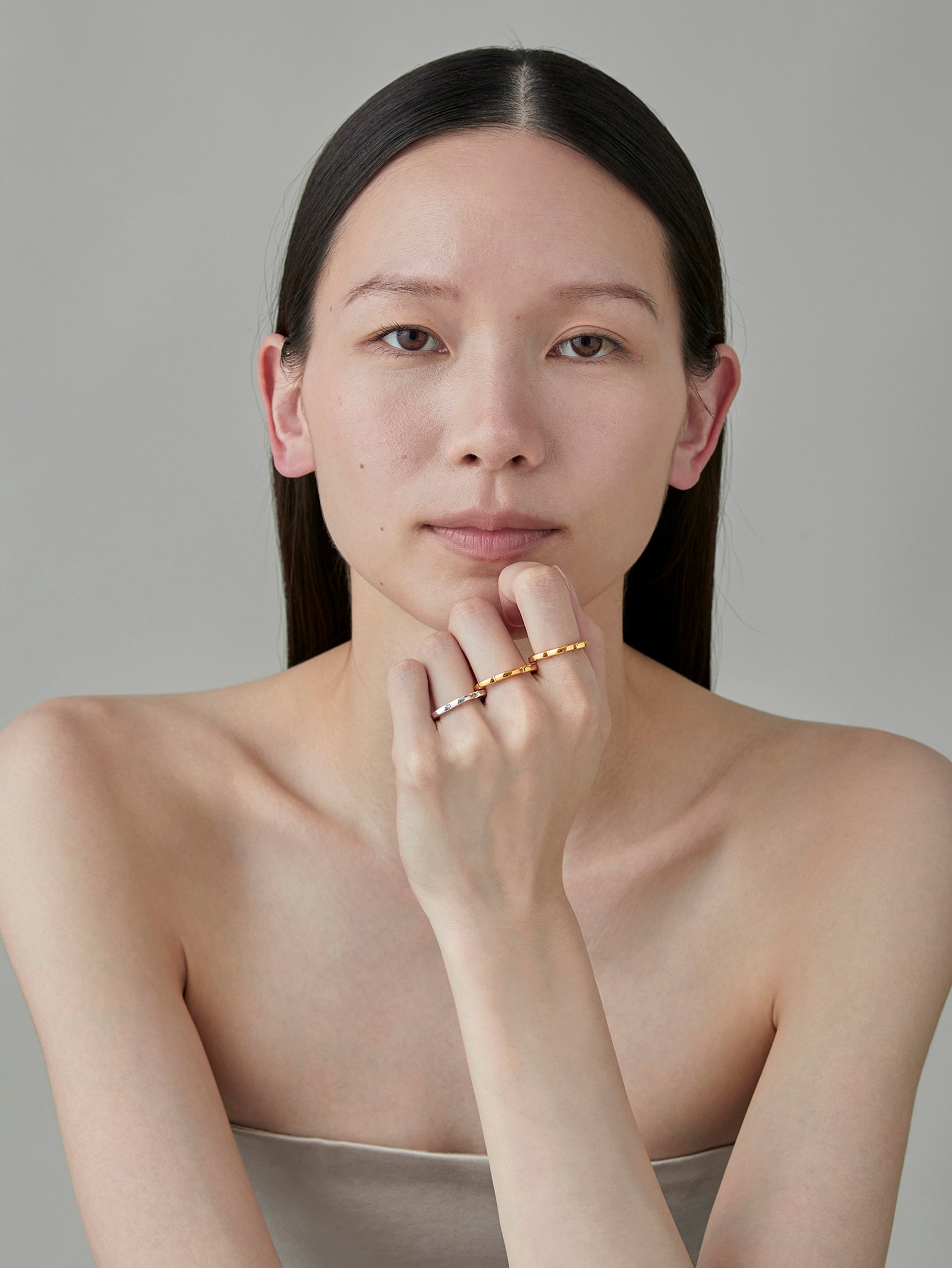 Flower Line Ring S -Gold-