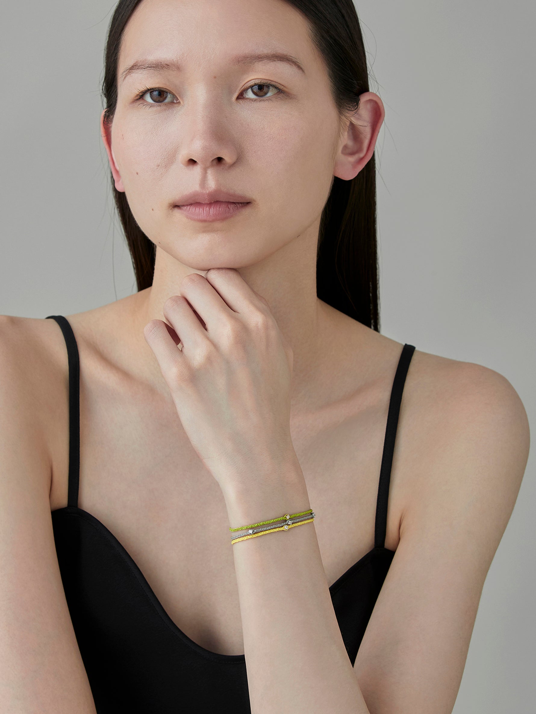 Pure Silk Bracelet ３ Diamond - Silver -