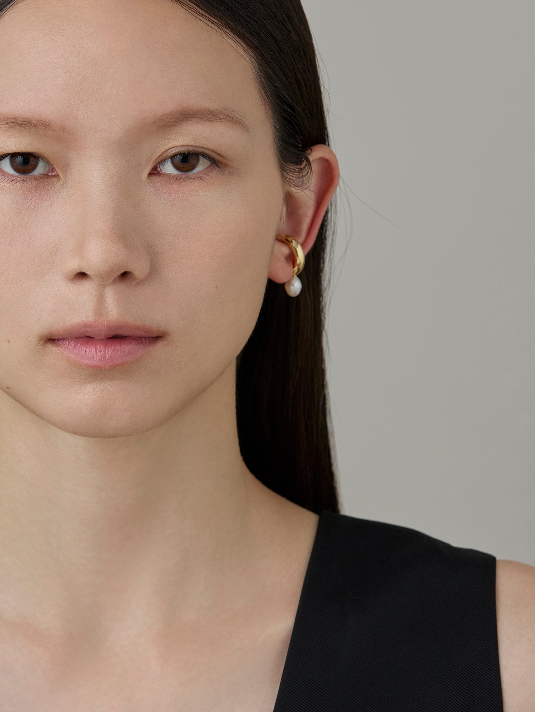 Drop Pearl Earcuff -Gold-