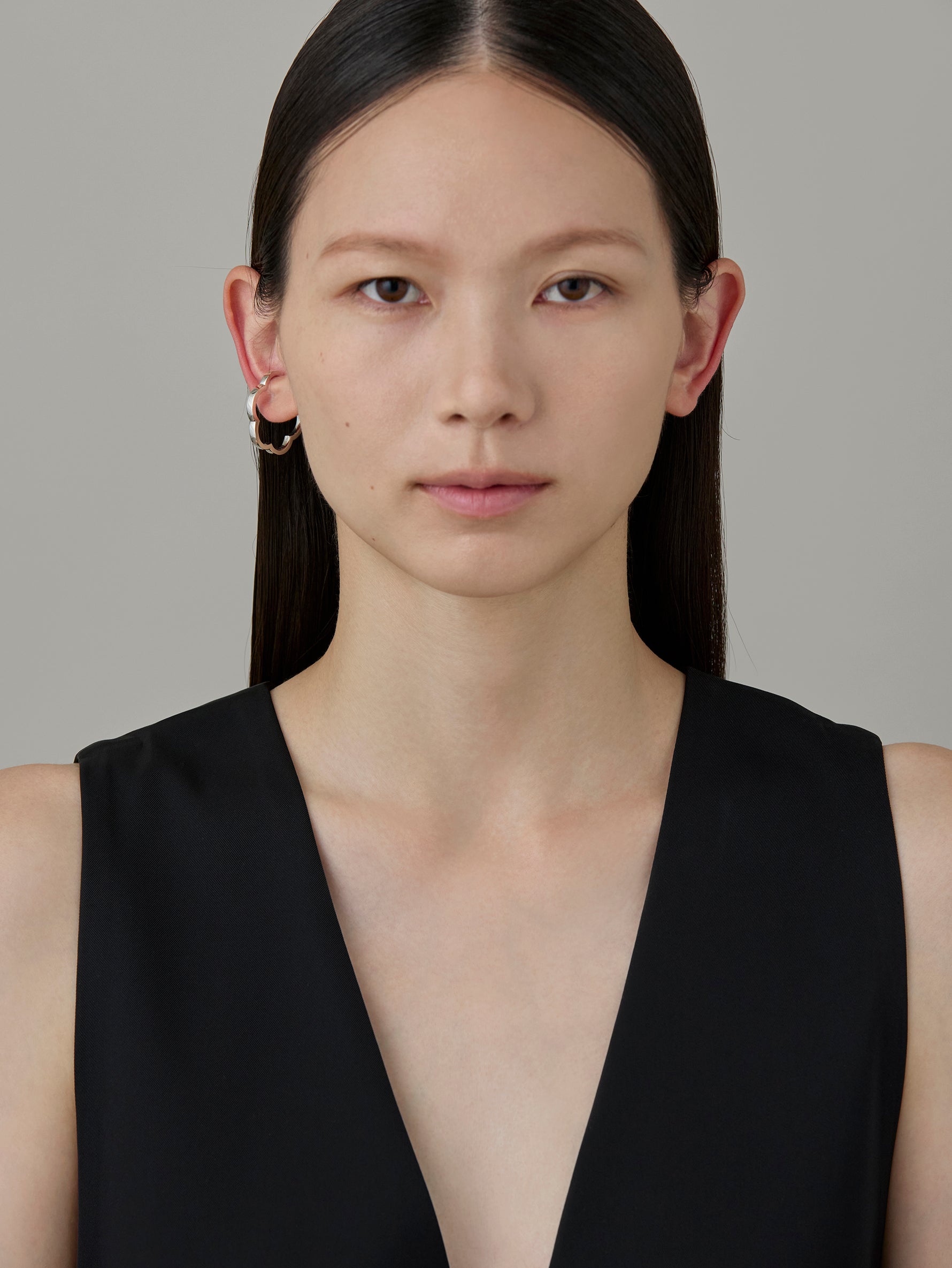 Flower Line Earcuff L-Silver-