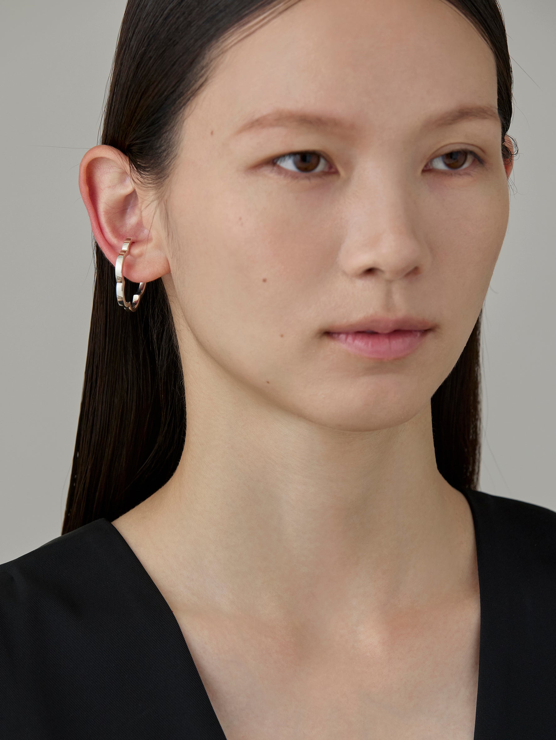 Flower Line Earcuff L-Silver-