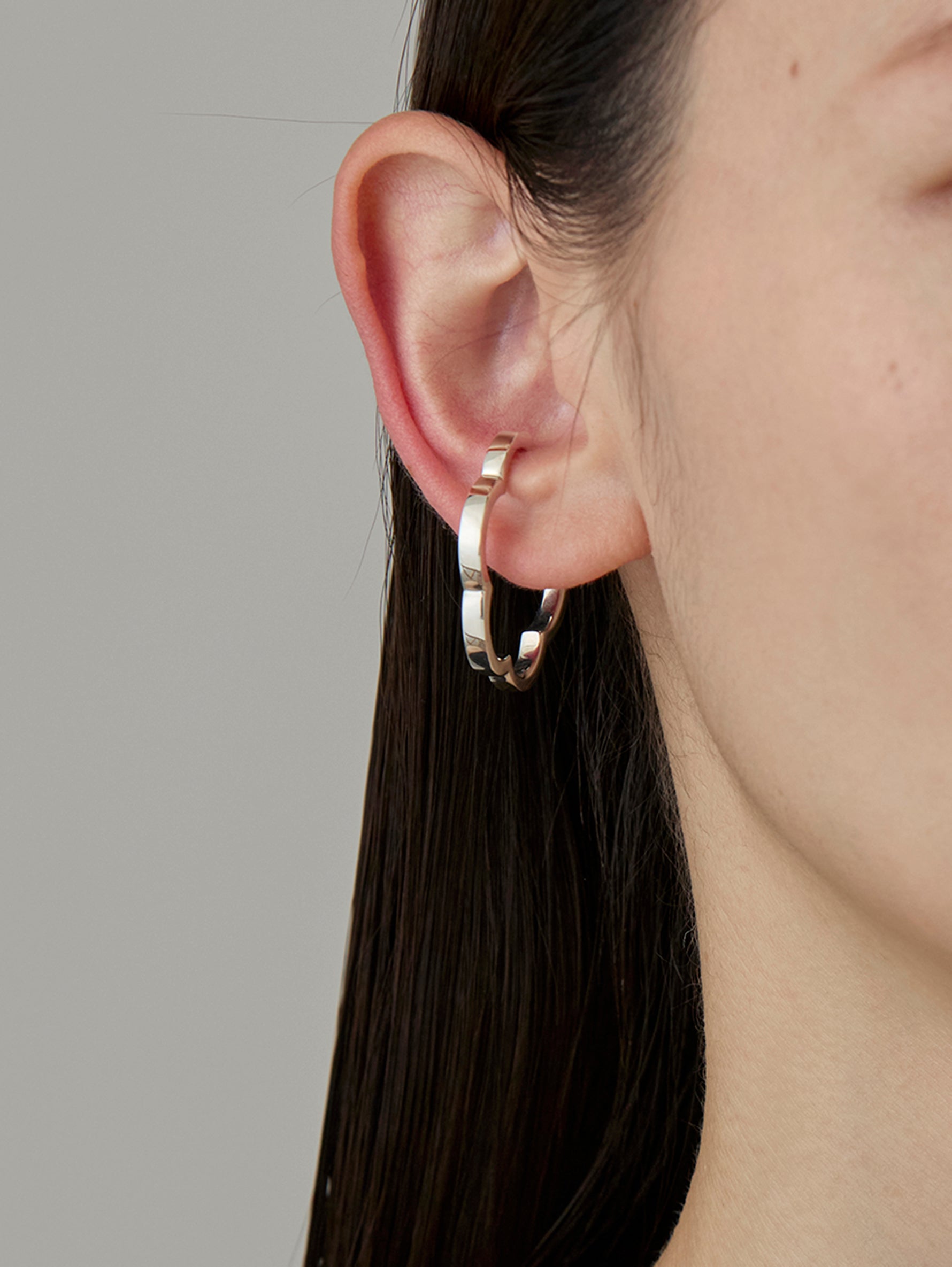 Flower Line Earcuff L-Silver-