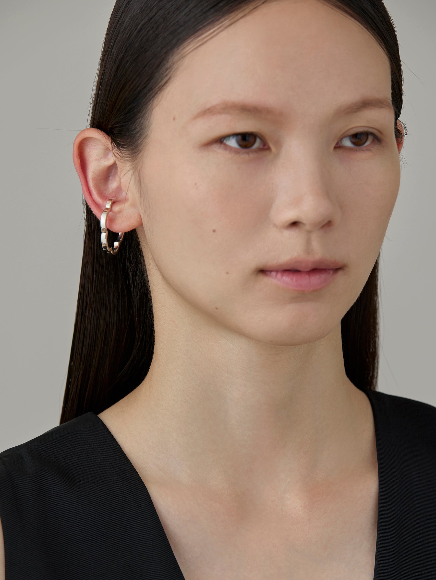 Flower Line Earcuff L-Silver-