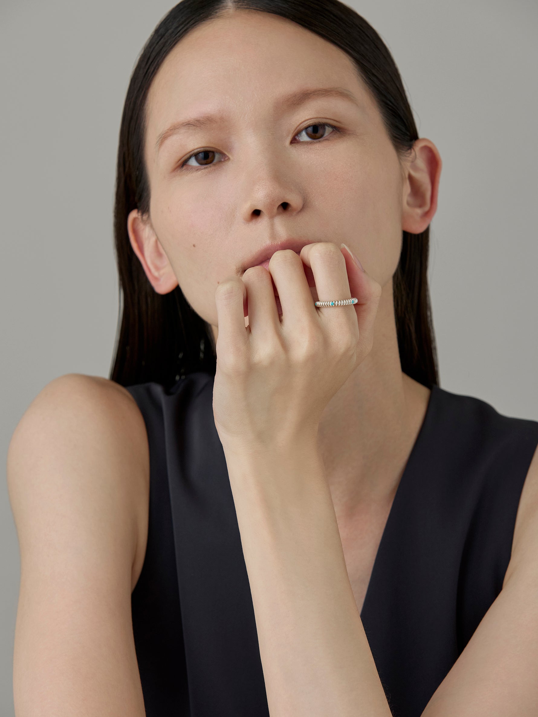 Spring 6 Stone Ring Turquoise -Silver-