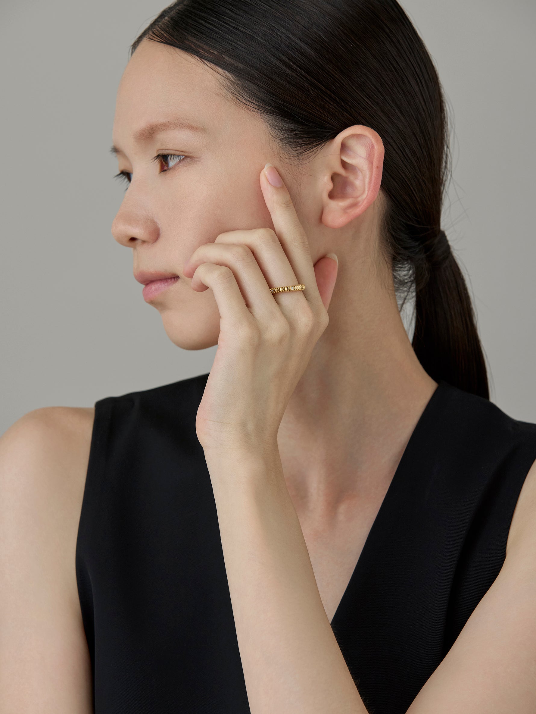 Spring 6 Stone Ring Diamond -Gold-