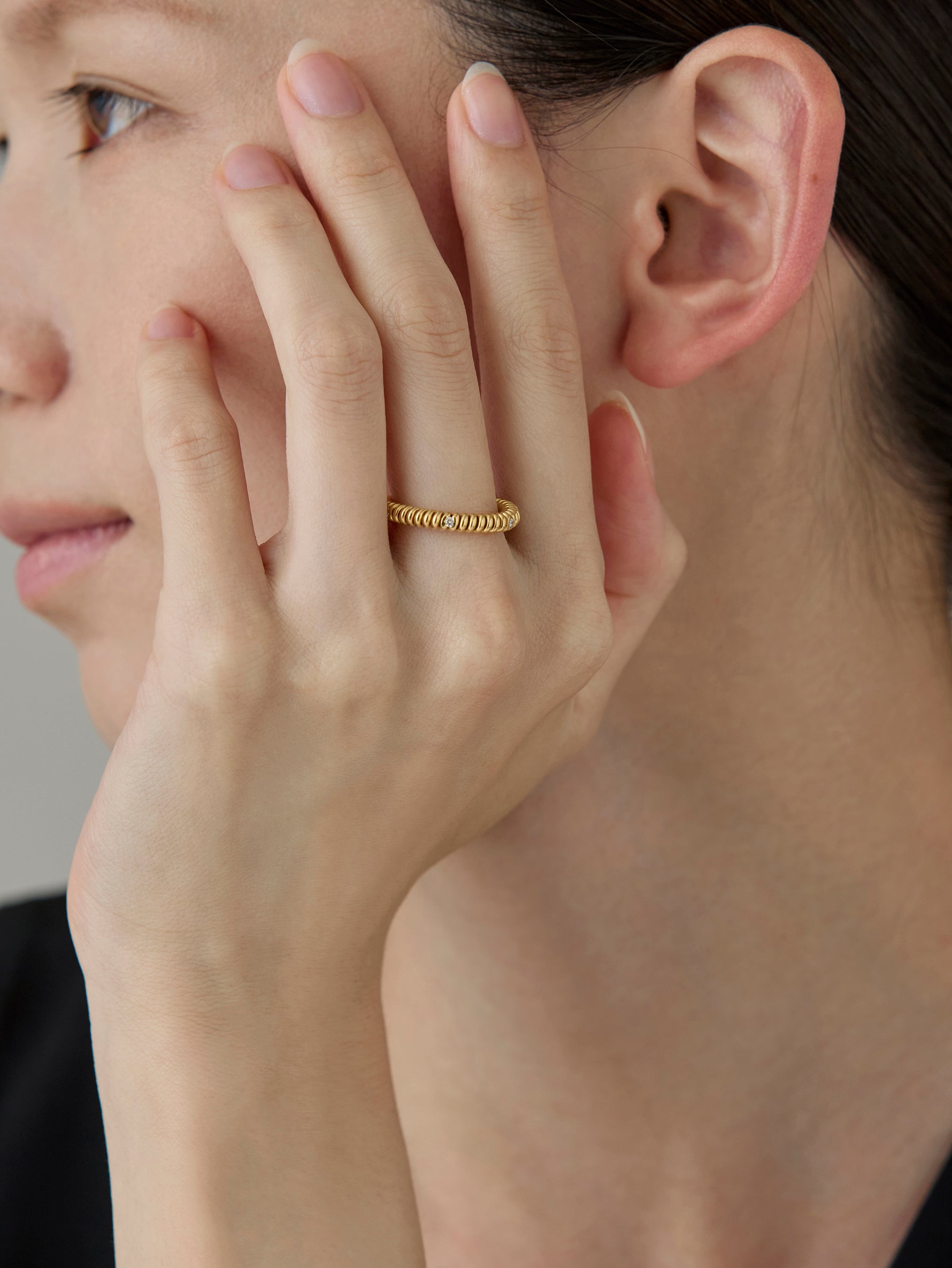 Spring 6 Stone Ring Diamond -Gold-