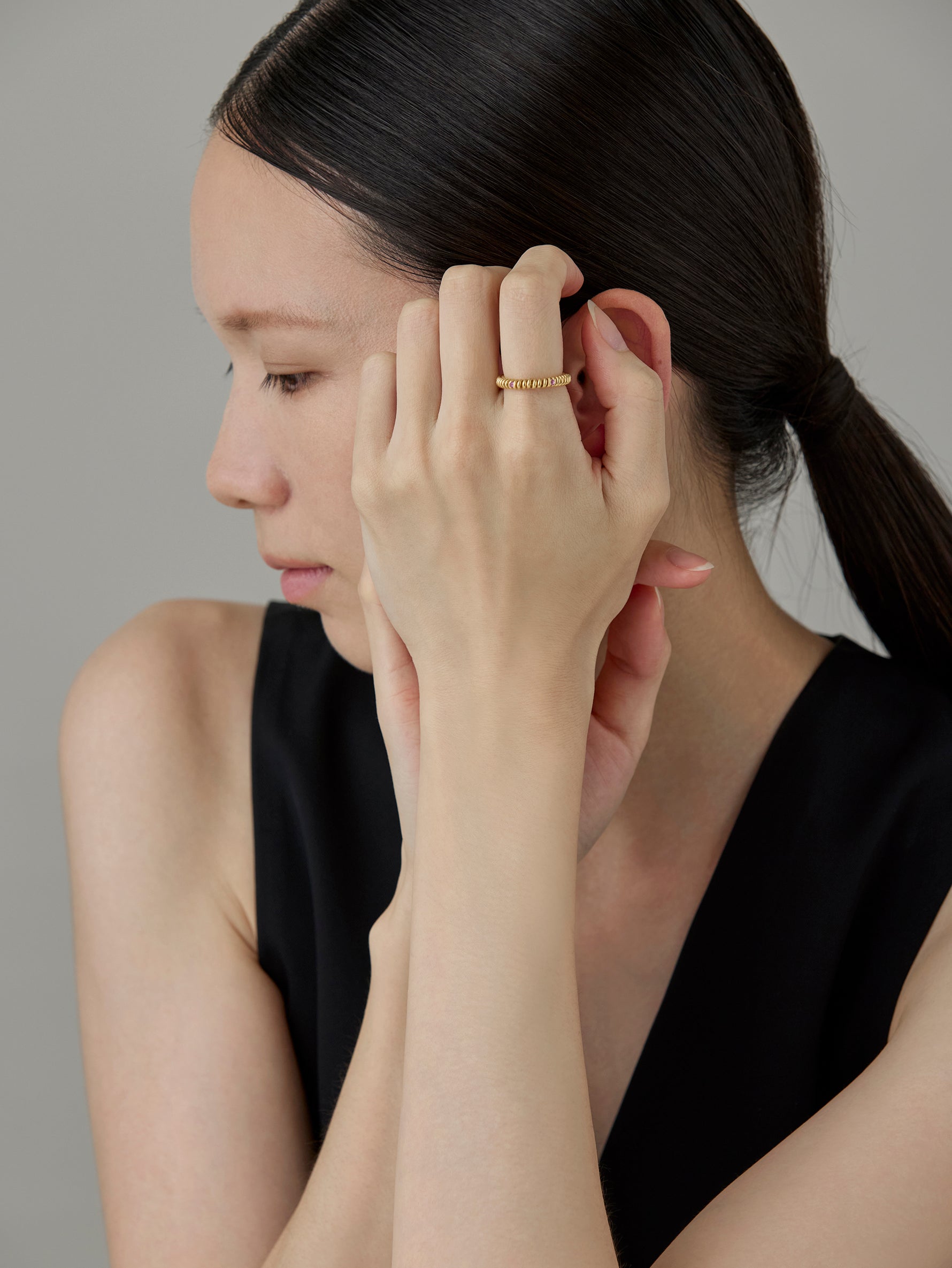 Spring 6 Stone Ring Pink Sapphire -Gold-