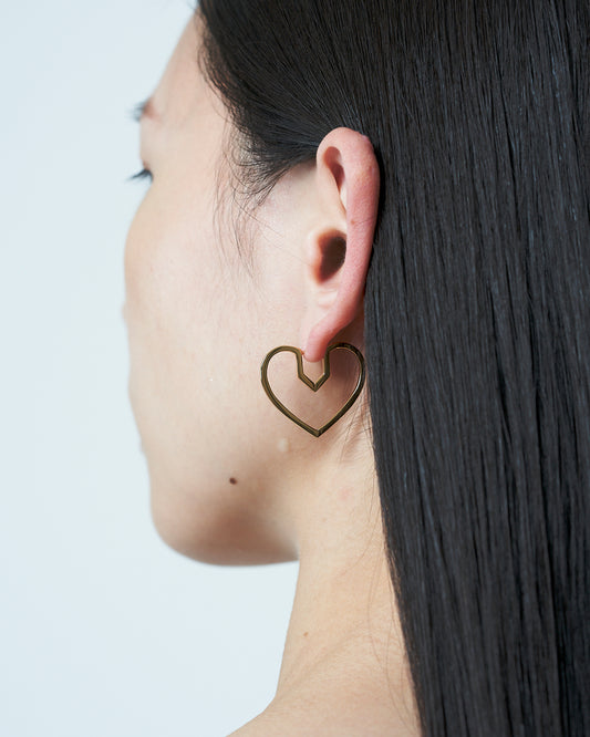 Hug Heart Hoop Pierce M -Gold-