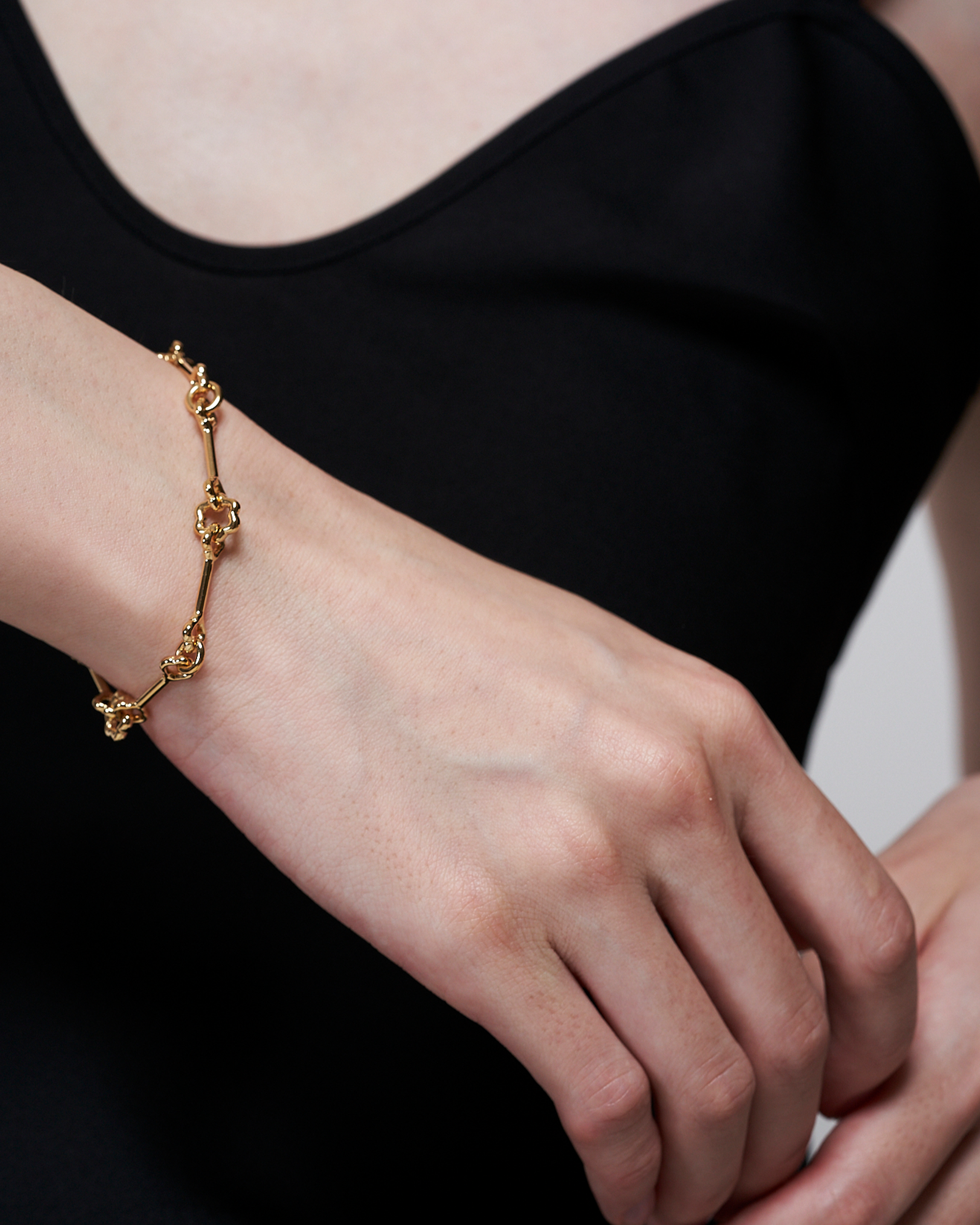 Flower Chain Bracelet -Gold-