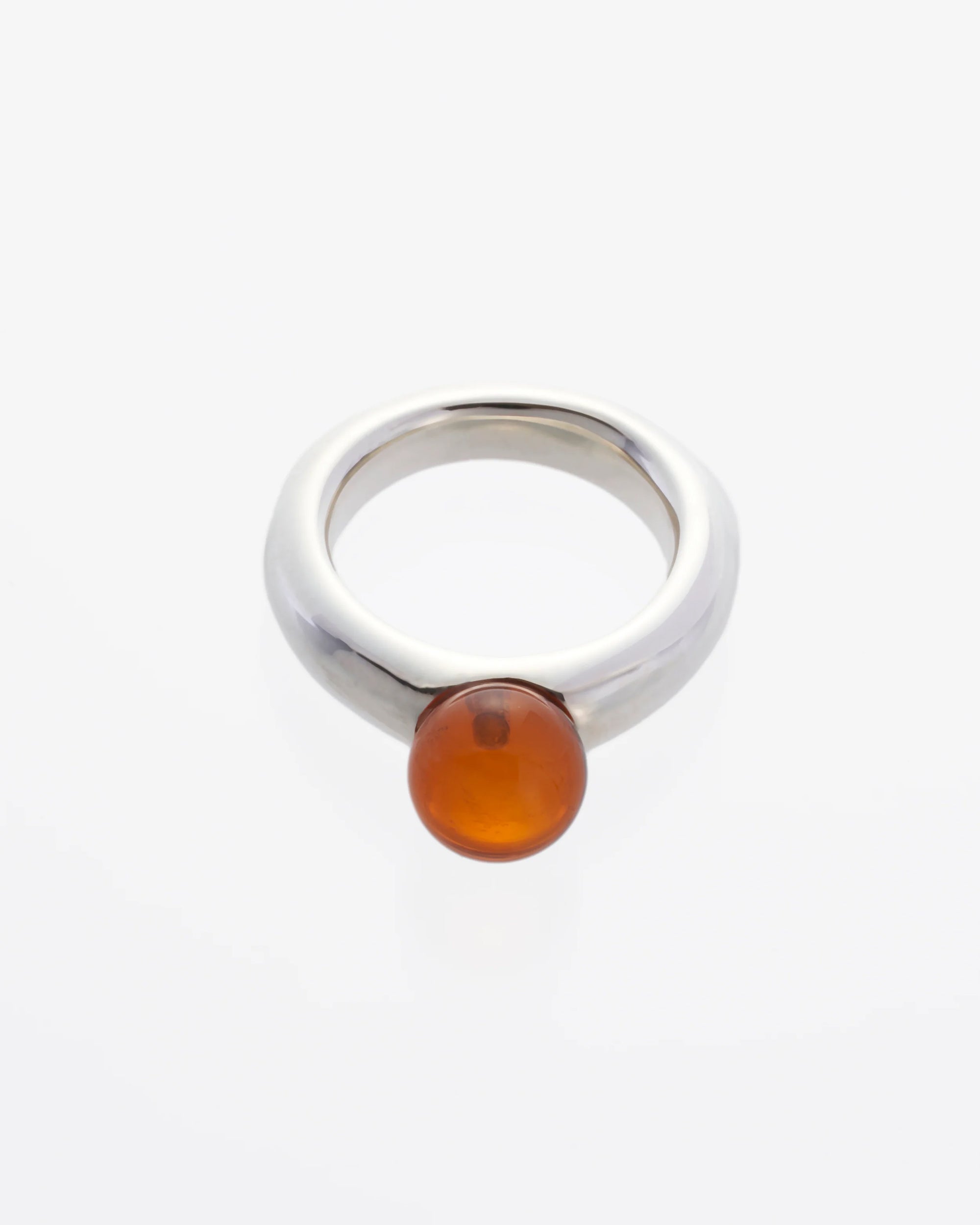 Sphere Amber Ring -Silver-