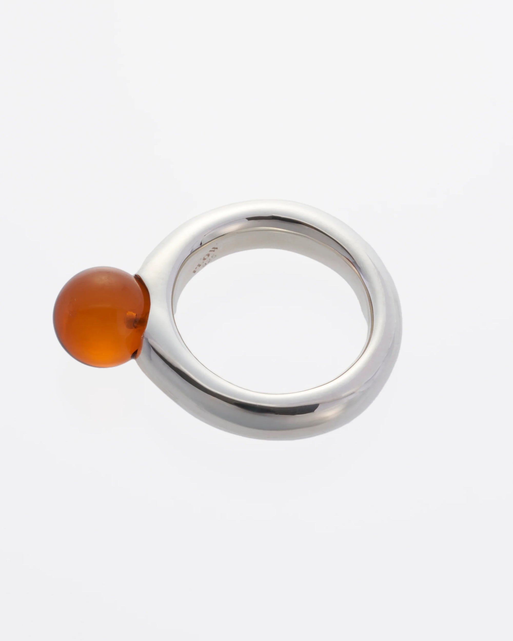 Sphere Amber Ring Brown -Silver-