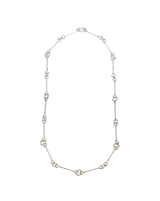 Flower Chain Necklace -Silver-
